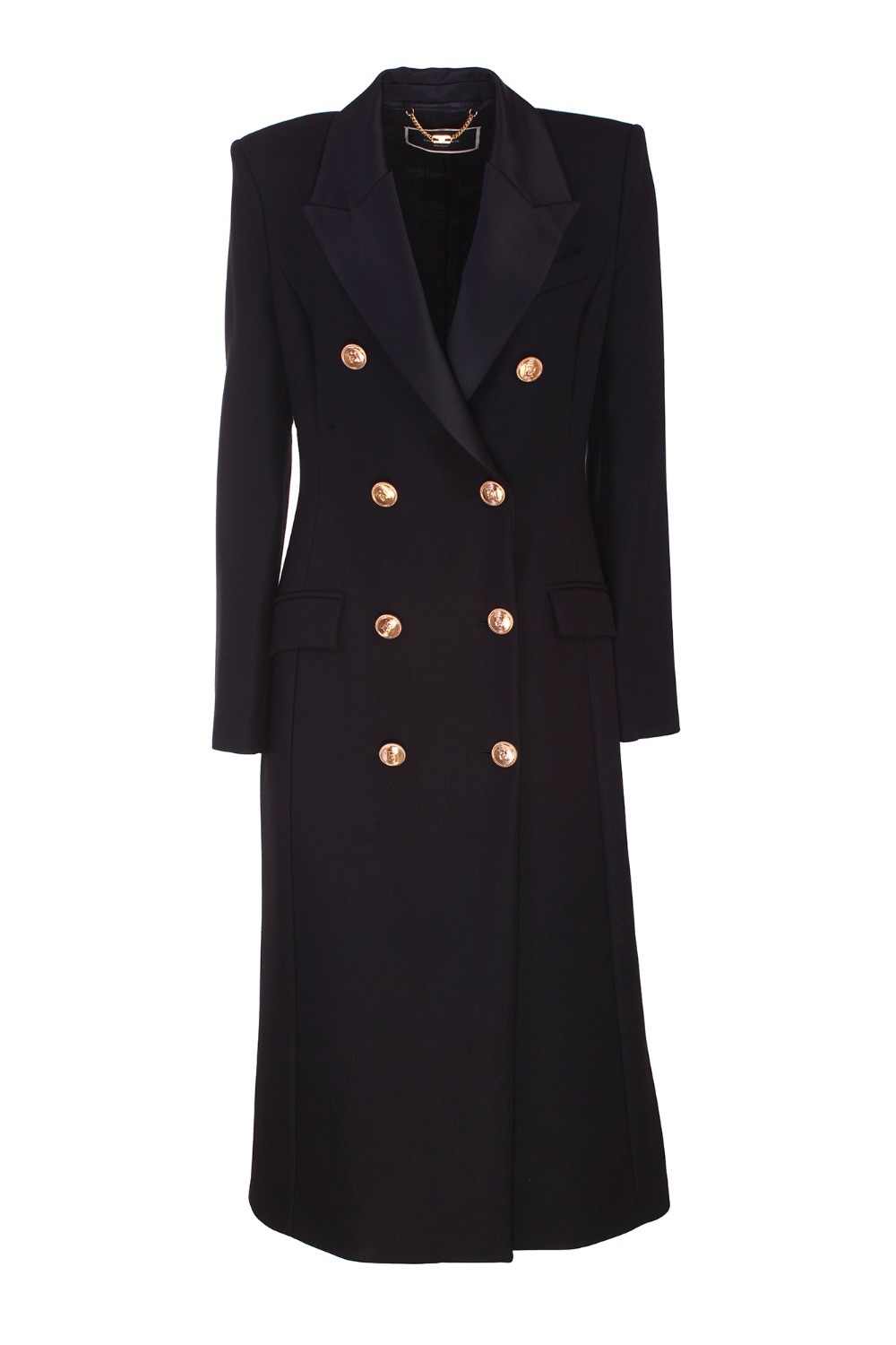 shop ELISABETTA FRANCHI  Cappotto: Elisabetta Franchi cappotto in crêpe taglio smoking.
Cappotto doppiopetto in crêpe pesante con revers a lancia in raso duchesse dal taglio smoking.
Fodera in raso stampa monogram.
Bottoni in metallo dorato.
Composizione: 63% Viscosa 35% Poliammide 02% Elastane.
Fabbricato in Italia.. CP00436E2-110 number 5929472